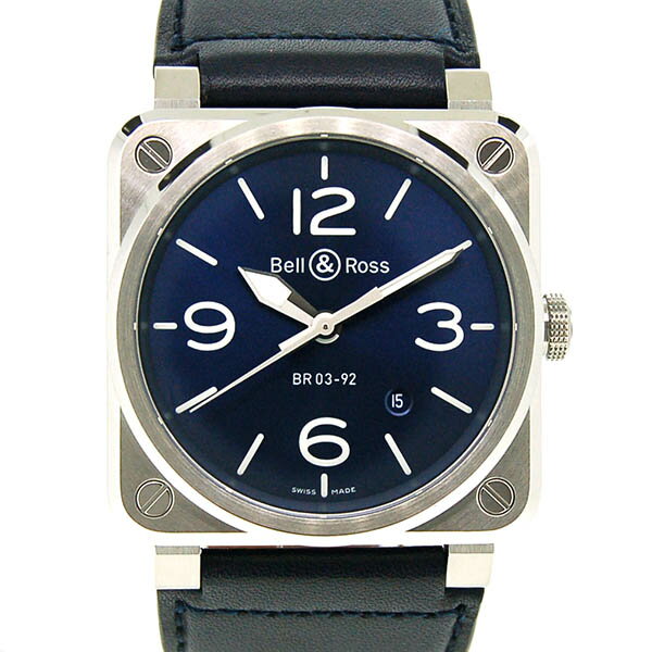 【新品】ベル＆ロス　BELL＆ROSS　BR03-92 ブルースチール　BR0392-BLU-ST/SCA　SS　42mm　ブルー　自動巻　革ベルト