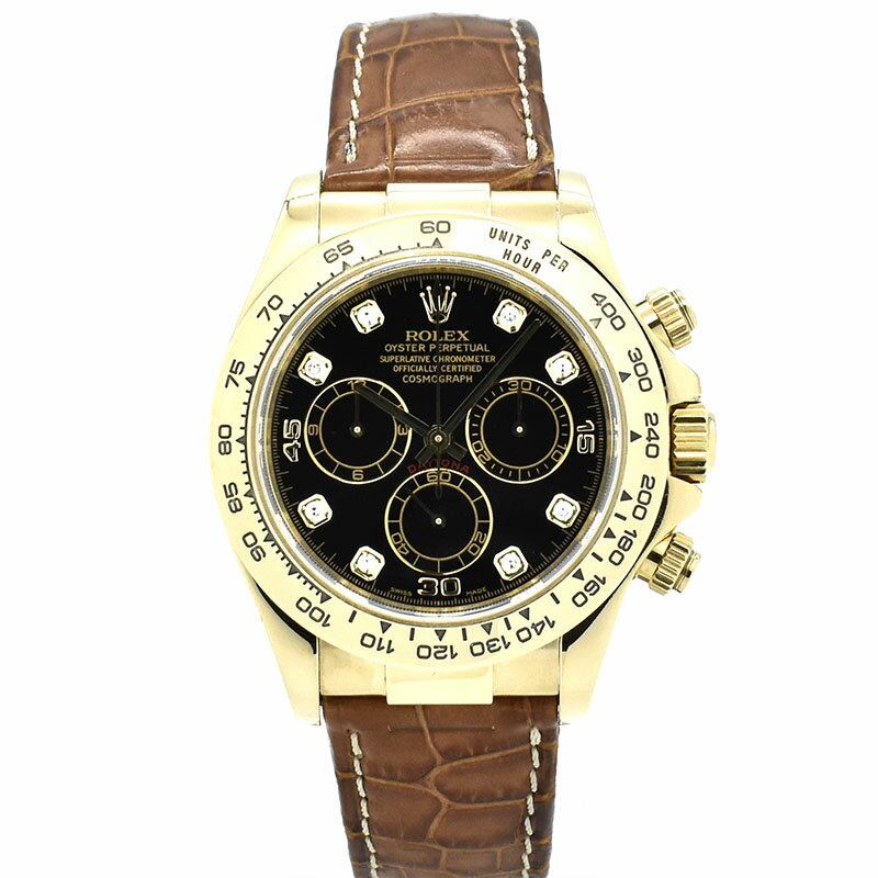 【国際保証書有り】ロレックス　ROLEX　デイトナ　Ref.116518G　ブラック/8Pダイヤ　K番　18KYG　USED　中古