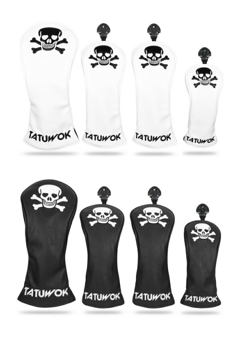 ゴルフ ヘッドカバー ドライバー440cc 460cc 用 カバー ウッド カバー ユーティリティ UT カバー 4点セット 防水仕様 骸骨ロゴあり 送料無料