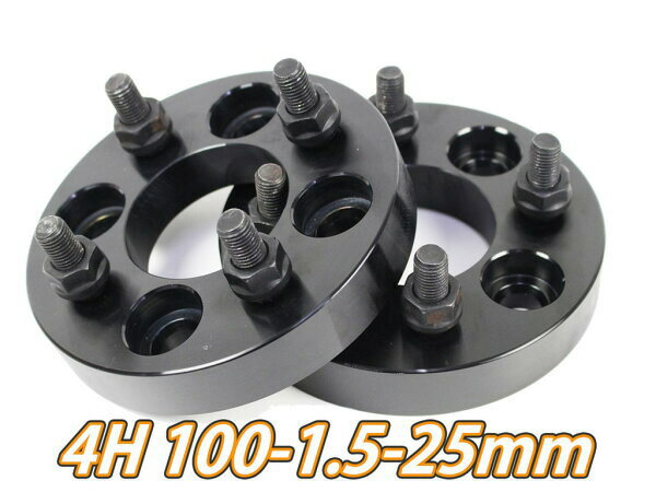 【沖縄・離島への配送不可】MR2 AW10 AW11 ワイトレ 4H 2枚組 PCD100-1.5 25mm ワイドトレッドスペーサー (黒)