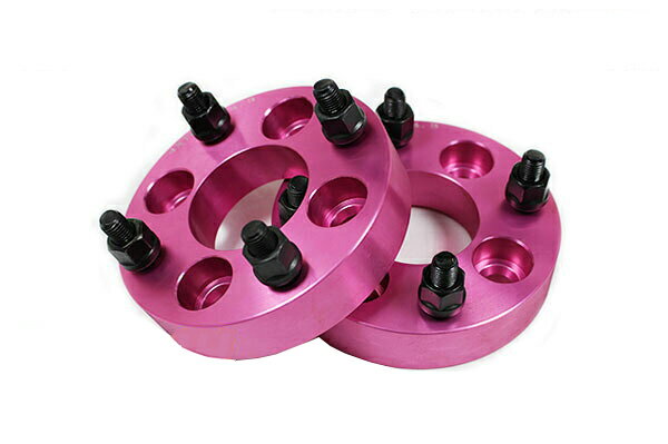 【沖縄・離島への配送不可】ワイドトレッドスペーサー 4穴 2枚組 PCD100から114.3変換 ボルトピッチM12x1.5 厚さ30mm ピンク