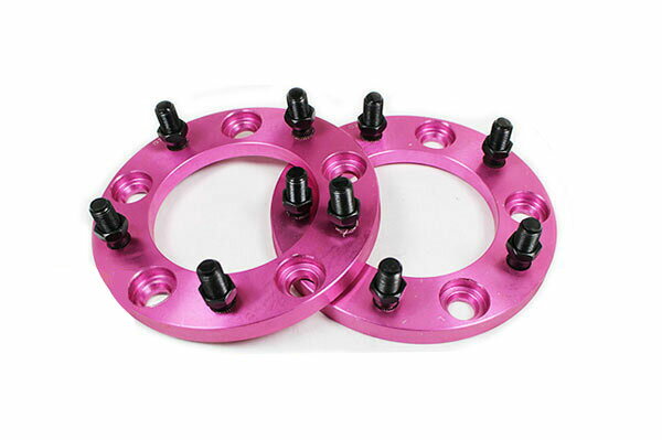 【沖縄・離島への配送不可】ワイドトレッドスペーサー 5穴 2枚組 PCD150 ボルトピッチM14X1.5 厚さ15mm ピンク