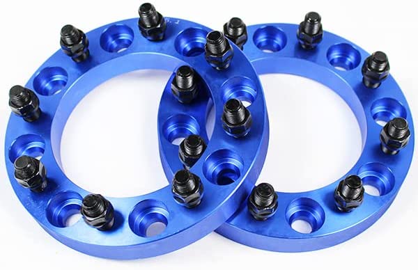 【沖縄・離島への配送不可】ワイドトレッドスペーサー 8穴 2枚組 PCD165.1 ボルトピッチM14X1.5 厚さ25.4mm ブルー