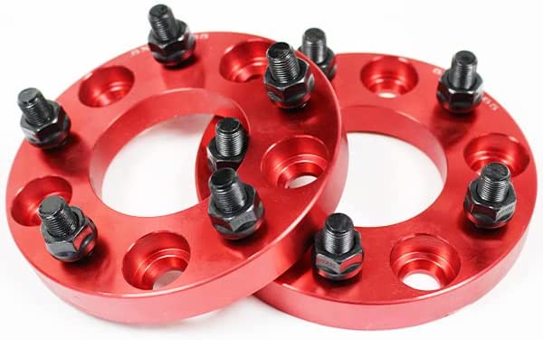 【沖縄・離島への配送不可】ワイドトレッドスペーサー 5穴 2枚組 PCD120.65 ボルトピッチ1/2X20 厚さ25mm レッド