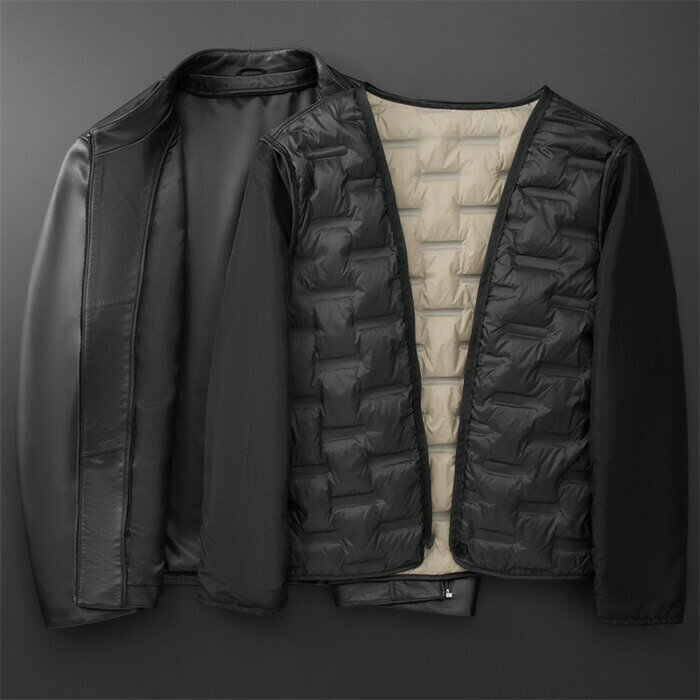 レザージャケット メンズ ダウンジャケット 本革 スリムフィット 2点セット レザーテーラードジャケット 革ジャン 本革ジャケット 本革ブレザー 皮ジャン ライダースジャケット フォーマルジャケット ラペル シルエットにこだわり ブルゾン アウター 冠婚葬祭 送料無料