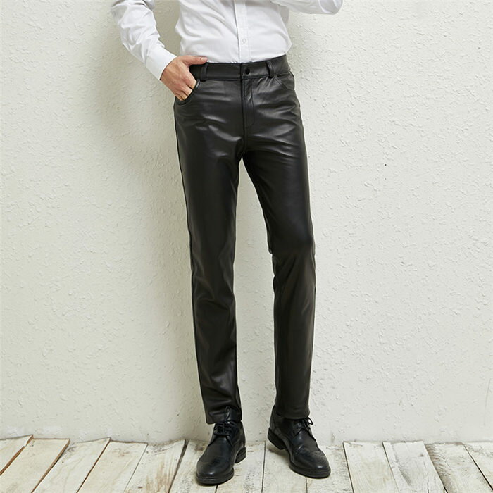 羊革レザーパンツ 新品 メンズパンツ 革パンツ バイクパンツ 本革 無地 カッコイイ 大きサイズ スキニーパンツ ロングパンツ バイク用 ラムレザーパンツ 送料無料