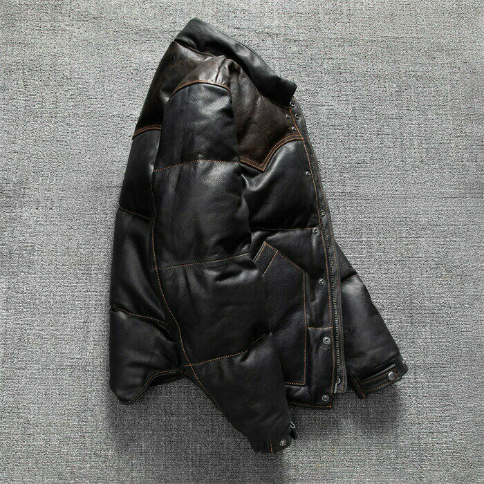 ダウンジャケット メンズ レザージャケット 本革ダウンジャケット 本革ジャケット 牛革コート メンズ 父の日 革ジャン バイクジャケット レザーダウンコート 90ダウン 革ジャケット ダウンコート 牛革レザー 熟年 ビジネス 送料無料