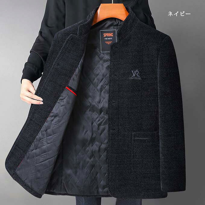 コート メンズ ビジネスコート アウター 紳士服 通勤 冬服 冬コート チェスターコート オフィス カジュアル ジャケット ハーフコート ハイネック　スタンドネック 防寒 暖かい おしゃれ シニア 40代 50代 60代 メンズファッション zevshop-10066900 ZEV SHOP サンプル画像2