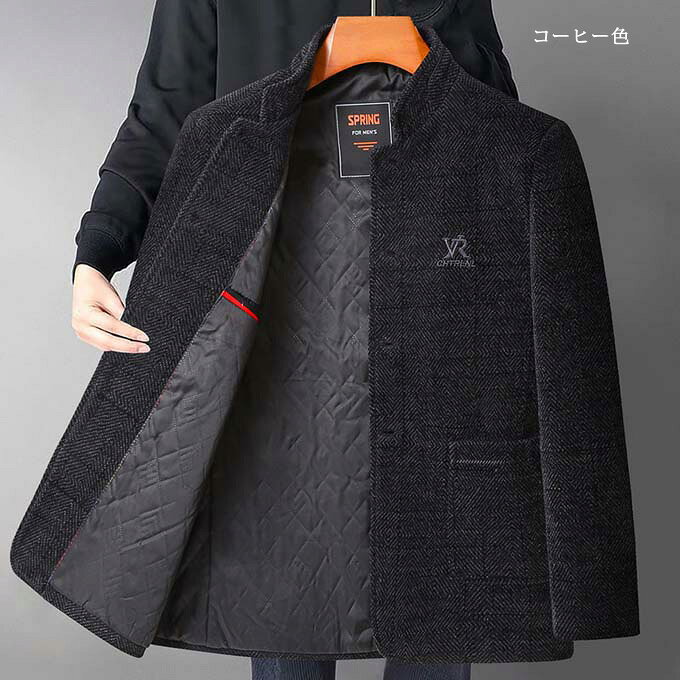 コート メンズ ビジネスコート アウター 紳士服 通勤 冬服 冬コート チェスターコート オフィス カジュアル ジャケット ハーフコート ハイネック　スタンドネック 防寒 暖かい おしゃれ シニア 40代 50代 60代 メンズファッション zevshop-10066900 ZEV SHOP サンプル画像3