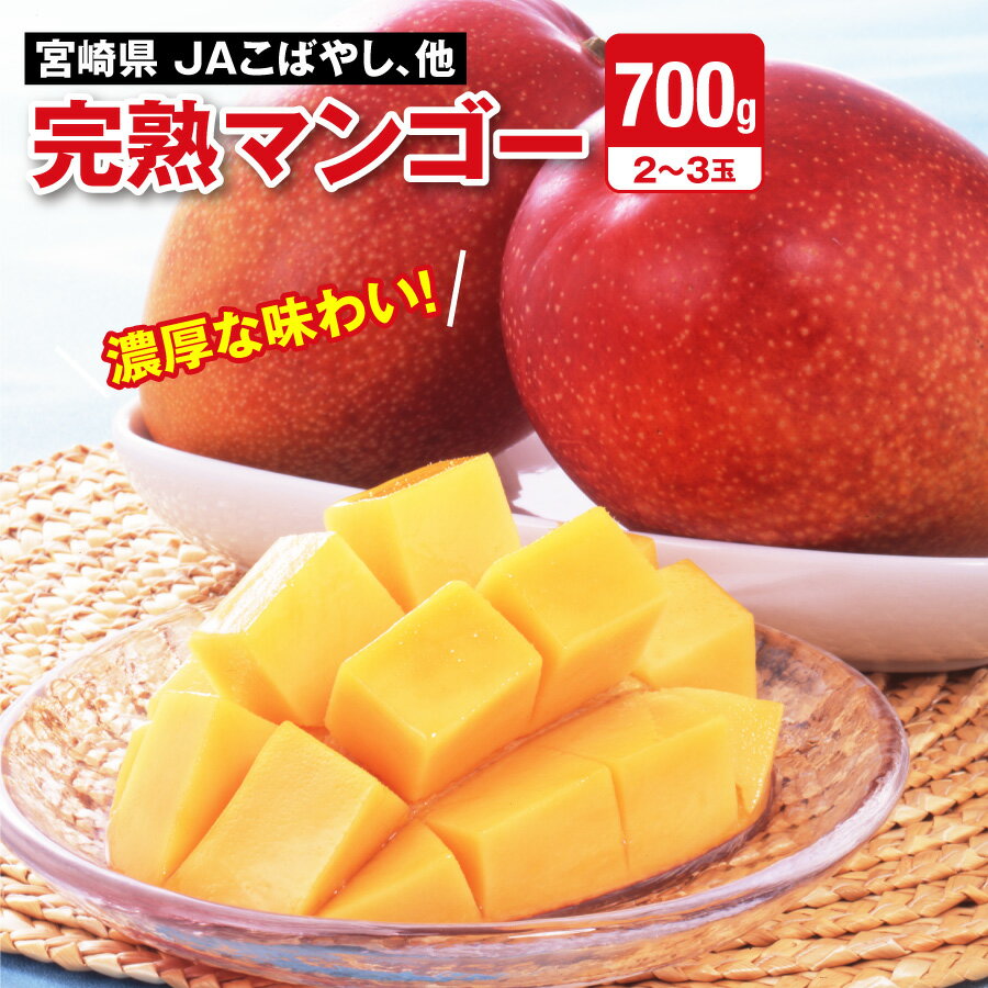 宮崎県 JAこばやし、他 完熟マンゴー 5月中旬～下旬発送 700g（2～3玉） アップルマンゴー 濃厚 果汁 ギフト とろける 独特の芳香 マンゴー