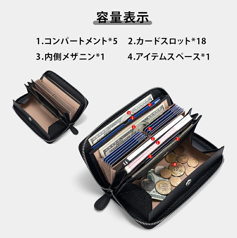 本革のレトロな長財布 財布 メンズ カーボン レザー 革 本革 牛革 カーボンレザー牛革 財布 大容量 ラウンドファスナー コインスルー スキミング防止 小銭入れ 大きく開く 多機能財布 じゃばら長財布 可愛い おしゃれ 母の日 小銭 分かれる