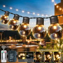 LEDストリングライト 防雨型 9M ガーデンライト 電池式 20個電球 G30 電球色 PC素材 破損しにくい 8種点灯モード リモコン付き 調光可能 タイマー機能 屋内屋外照明 イルミネーション フェアリーライト キャンプ 誕生日 結婚式 クリスマス 電飾