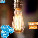 【Point!】 製品仕様 サイス：Φ64*140mm 対応口金：E26 定格消費電力：6W 全光束：800lm 色温度：2700K 配光角：360° 演色性：＞80Ra 調光器対応：不可 パッケージ：2/4/6個入 寿命：15000h 断熱材施工器具対応 保証期間：2年【2/4/6個セット】 エジソン電球 E26 LED電球 【6W 800lm 60W形相当】 360度広配光 フィラメント電球 ledエジソン電球 アンバー 2700K 暖色ライト レトロ電球 ペンダント電球 コーヒー店 商店街 ライト 2年保証 LED電球 led エジソンライト E26口金 6W ST64電球　調光器非対応 ▼口金E26 他のLED電球はこちら▼ 60W・100W相当 ▼口金E17 LED電球はこちら▼ 口金E17・40W・50W・60W相当 1