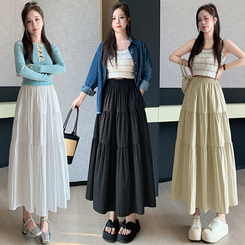 レディース 半身 スカート プリーツスカート ハイウエスト Aラインスカート ミドル丈 ウエストゴム スカート パッチワーク 無地 フランス 柔らかい プリーツスカート ゆったり 着痩せ 体型カバー おしゃれ きれいめ 上品 だぼっと感がかわいい 抜け感 女性用 大学生 大人