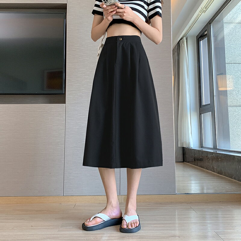 ストレートスカート 半身 洋服 スリット入り レディース スカート ハイウエスト ミドル丈 Aラインスカート ポケット付き 大きいサイズ スカート スタイリッシュ カジュアル シンプル 無地 ゆったり 着痩せ 体型カバー お洒落 抜け感 通勤 通学 普段着 大人 女性用 大学生