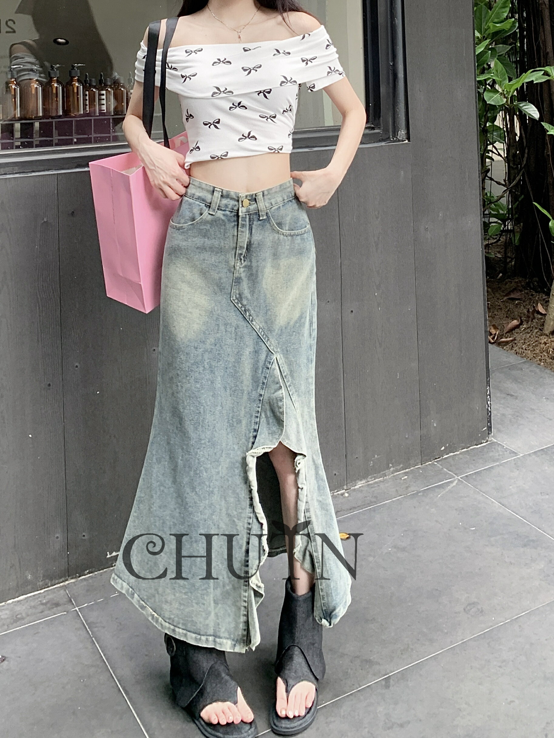 マーメイド スカート デニムスカート 半身 ハイウエスト レディース スカート スリット入り ミドル丈 Aラインスカート ベルトループ ポケット付き ヒップ ハグ スカート ブルー 不規則 カジュアル スタイリッシュ 抜け感 美尻 脚長効果 着痩せ おしゃれ ゆったり 体型カバー