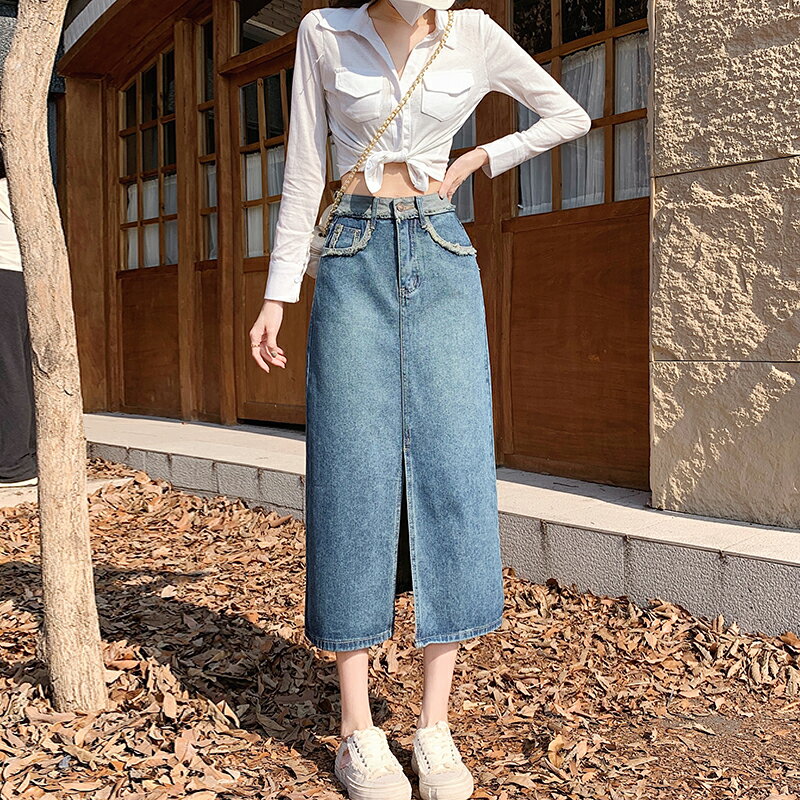 ハイウエスト デニムスカート レディース スカート ミニ丈 Aラインスカート デニムスカート 半身 ベルトループ ポケット付き 体型カバー 着痩せ ゆったり デニムスカート カジュアル シンプル 韓国ファッション デザイン感 抜け感 脚長効果 大人 女性用 大学生 スリット入り