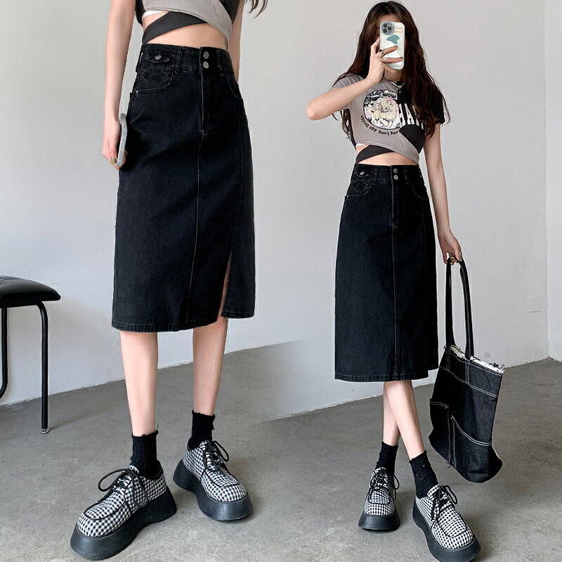 デニム スカート Aライン スカート レディース スカート ハイウエスト 膝丈 半身 デニムスカート ベルトループ ポケット付き スリット入り 韓国風 デニムスカート スタイリッシュ 着痩せ おしゃれ ゆったり きれいめ カジュアル シンプル キャンプ デート 普段使い 通勤通学