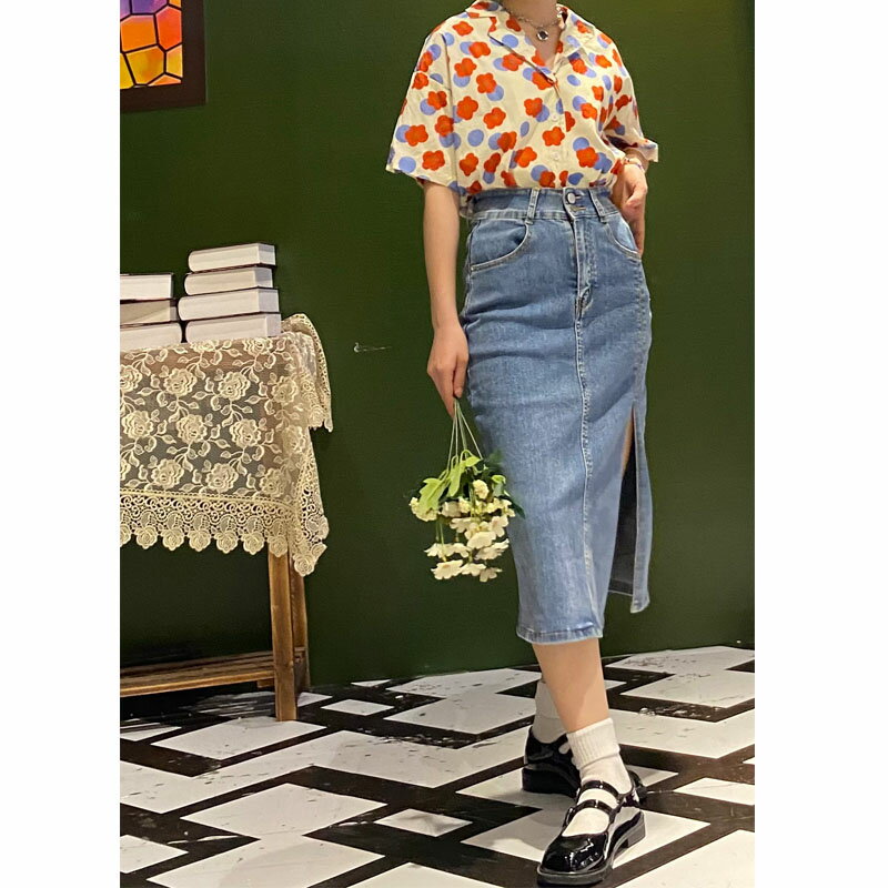 ハイウエスト デニムスカート 半身 レディース スカート ヒップ ハグ スカート ミドル丈 大きいサイズ デニムスカート Aラインスカート スリット入り ポケット付き ベルトループ パッチワーク デニムスカート 上品 着痩せ ゆったり 体型カバー カジュアル シンプル きれいめ