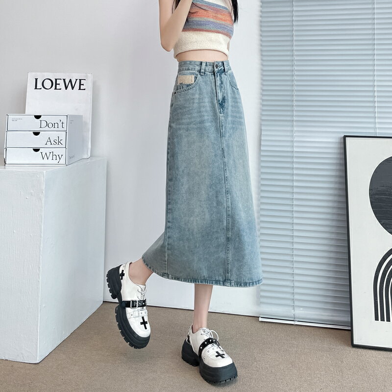 デニムスカート 半身 スリット入り レディース スカート ヒップ ハグ スカート ハイウエスト Aラインスカート ポケット付き ベルトループ ライトブルー デニムスカート セクシー シンプル 韓国ファッション 着痩せ ゆったり 体型カバー きれいめ おしゃれ 大人 女性用 大学生