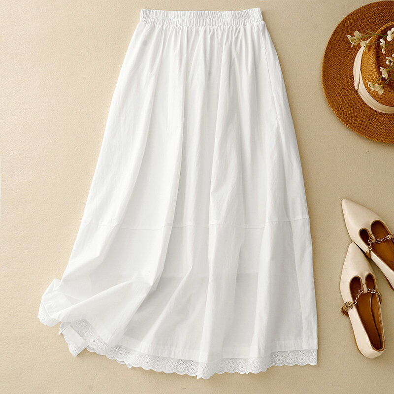 フレアスカート ロングスカート レディース シンプル 無地 レース パッチワーク ピースワーク 大きいサイズ ハイウエスト トレンド ゆったり 体型カバー Aライン 落ち感 着回し コーデ ナチュラル きれいめ グラマラス お出かけ 春 夏 秋 レース 裏地あり