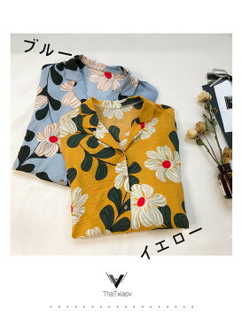 短納期　ブラウス レディース シャツ 花柄シャツ 薄手 上着 七分袖 トップス カジュアルシャツ レディースファッション 体型カバー きれいめ 韓国ファッション 大きいサイズ ナチュラル 可愛い ベーシック リゾートシャツ