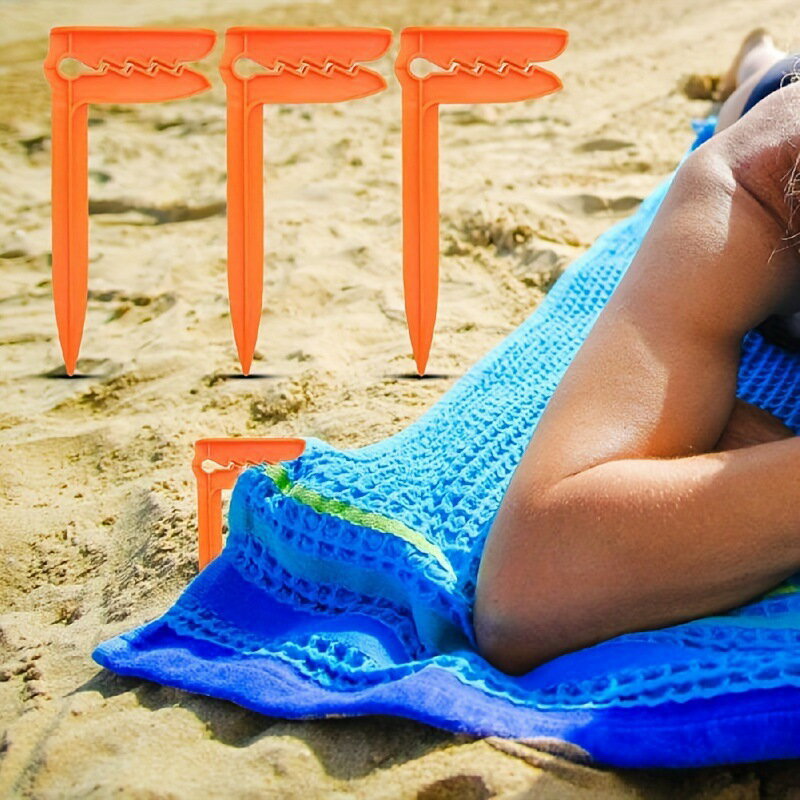 Set of 4 Leisure Sheet Fixing Clips, Beach Towel Pegs/Stakes (15.2cm), Non-Slip, Strong, for Sand, Grass, Camping, and Outdoor Activities