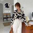 【chuten】ブラウス トップス レディース 立ち襟 長袖シャツ プリントシャツ 秋服 オシャレ カシュクール ファッション デイリー レトロ 薄手 上品 就活 きれいめ フェミニン ファッション クラシカル 2020秋新作 カジュアル 2020秋 リラックス感