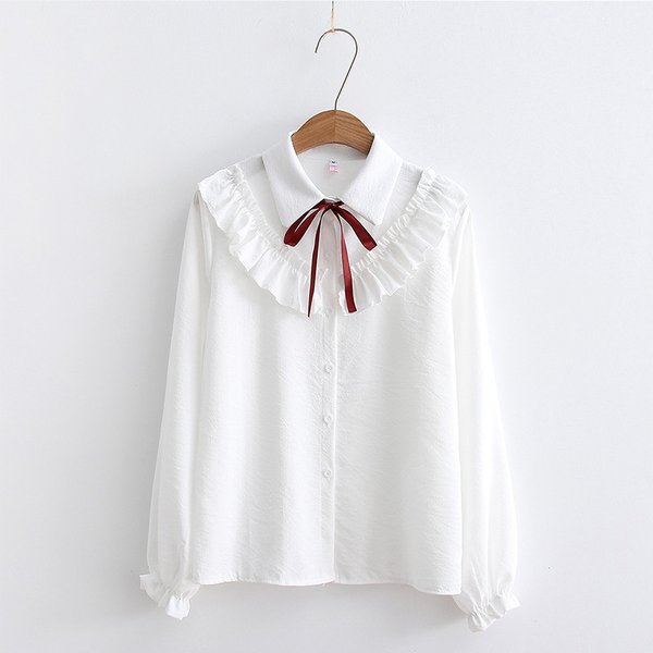 Other - 短納期ブラウストップス シフォン シャツ 長袖 ブラウス レディース おしゃれ 上品 フェミニン 着痩せ ベーシック シンプル 体型カバー きれいめ 無地 ホワイト シフォンブラウス フォーマル オフィス 通勤 通学 OL 仕事 ビジネス 大人 ホワイト、ブルー