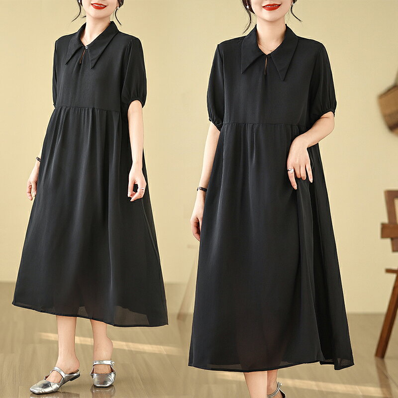 【楽天スーパーSALE】シャツワンピ オフタートル ロングワンピース レディース ロング シルエット ゴムひも ゆったり 着やせ 無地 シンプル コーディネータ コーデ エレガント 大きめ マッチ 袖あり かぶるタイプ 通勤 ビジネス OL 仕事用 パッチワーク レジャー お出かけ zhongtian-10039368 中天商事 サンプル画像3