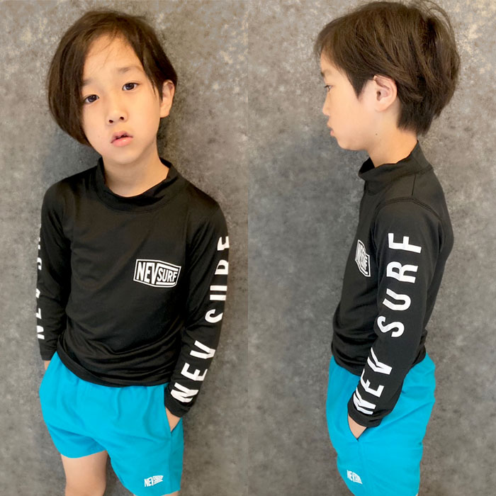 【送料無料】NEVSURF 長袖ラッシュガード キッズ 水着 子供用 男の子 プリント ロ...