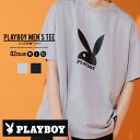 【送料無料】メンズ 半袖 Tシャツ PLAYBOY プレイボーイ プリント 半袖 ビッグ BIG クルーネック 半ラバープリント ロゴ レディース カジュアル ...