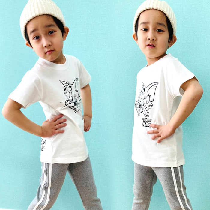 【ZI-ONx送料無料】親子お揃い キッズ Tシャツ メンズ レディース 男の子 女の子 半袖 プリント ティーシャツ リンクコーデ トムとジェリー トムジェリ トム&ジェリー ジュニア 韓国子供服 110cm 120cm 130cm 140cm 150cm 160cm「T21-00.01.02.100.101.102.200.201.202」