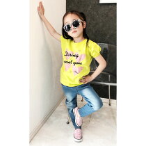 キッズ子供服Tシャツ女の子プリントTシャツ半袖Tシャツティーシャツパフスリーブガールズトップスジュニア韓国子供服110cm120cm130cm140cm150cm160cm【メール便送料無料】「229-16」
