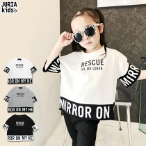 キッズ子供服Tシャツティーシャツ女の子ビックTシャツビッグTシャツダンスゆったり大きめ大きいショート丈ガールズプリントTシャツジュニア韓国子供服110cm120cm130cm140cm150cm160cm「429-02」