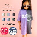 【送料無料】キッズ ワンピース 子供服 半袖 Tシャツワンピ 女の子 ガールズ ビッグシルエット BIG ひざ丈 Aライン プリント ロゴ 切替 ジュニア カジュアル 韓国子供服 110cm 120cm 130cm 140cm 150cm 160cm 「222-04」