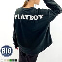 PLAYBOY トレーナー レディース プレイボーイ マイクロフリース 大きめ BIG ビッグシルエット ゆったり ワッペン バックプリント ロゴ カジュアル S M XL「P42-01」