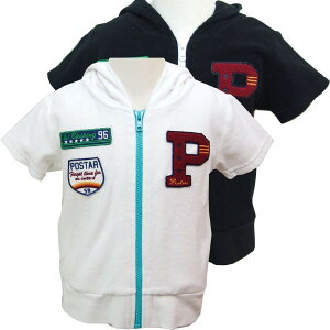 【在庫処分 クリアランス】POSTAR ポスター パイルジップパーカ キッズ 子供服 男の子 ボーイズ ジュニア アメカジ パーカー 半袖 プリント 100cm 110cm 120cm「1021-11」