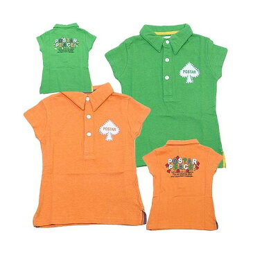 POSTAR ポスター ポロシャツ 女の子 ガールズ ベビー アメカジ キッズ 子供服 Tシャツ 半袖 ポロシャツ プリント「2921-04」