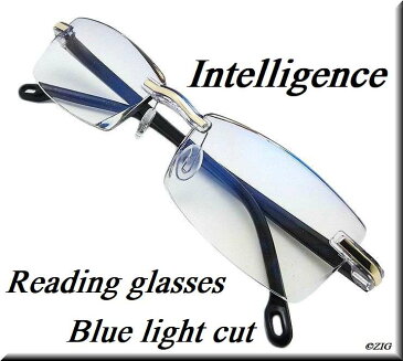[ZIG's]◆知的＆クール・高級感 〜 リムレス(縁なし)/老眼鏡(リーディンググラス)/ブルーライトカット/軽量/カットレンズ/Sexyなパープル(ブラック)/ゴールドブリッジ/ツーポイント/メンズ・レディース・ユニセックス/ハードケース、レンズクロス付◆glrn02bl