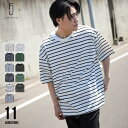 Tシャツ メンズ ボーダー 半袖 シンプル インナー マルチボーダー 綿100% zipfive ジップ (22015-11gz)＃