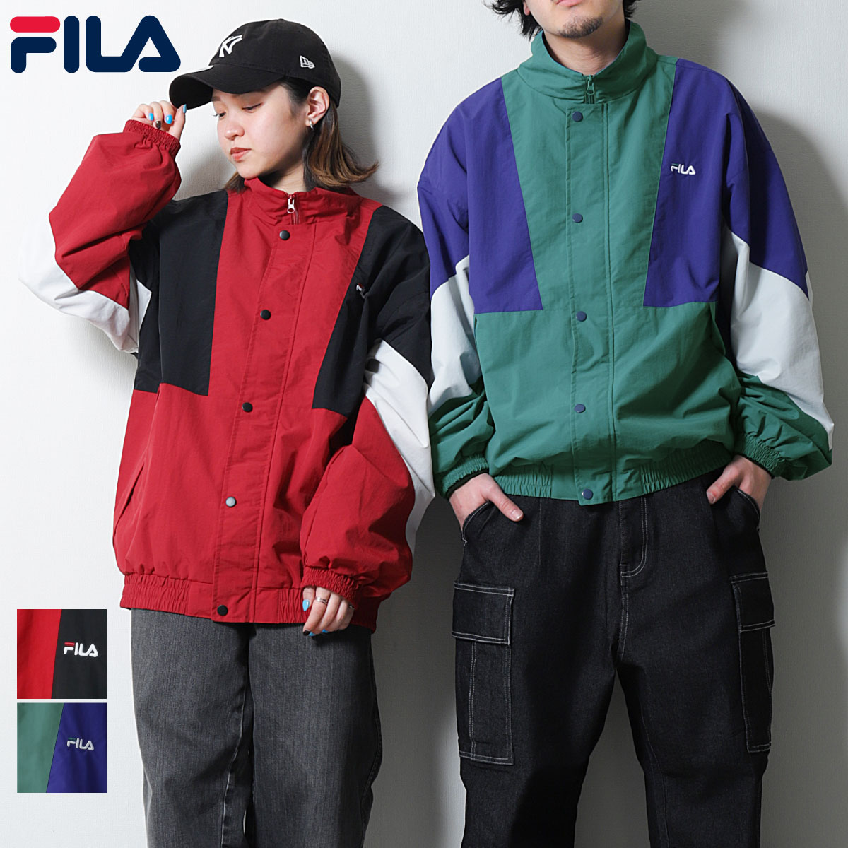 2024SS FILA フィラ ジャケット メンズ トラックジャケット ナイロンジャケット ブルゾン ロゴ刺繍 ブランドロゴ ZIP ジップ ウインドブレーカー 春 アウター メンズ 春物 春服 メンズ(fh8201)