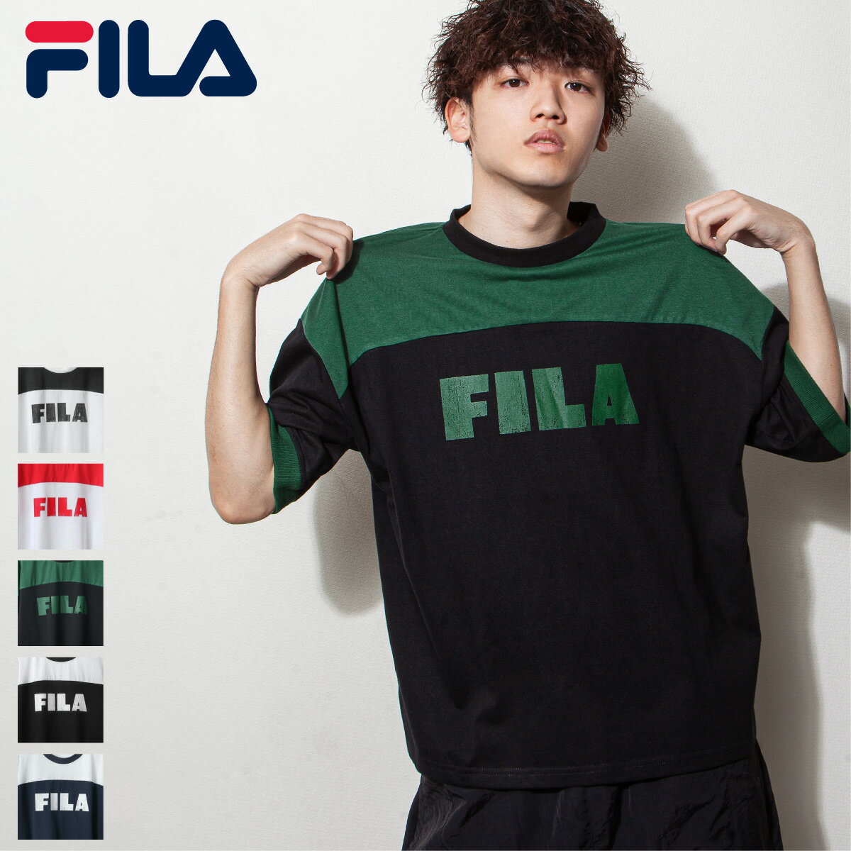 2024SS FILA Tシャツ メンズ 半袖 半袖Tシャツ カットソー リンガーT ロゴプリント ブランドロゴ ZIP ジップ 夏 夏物 夏服 メンズ レディース(fh8232)＃