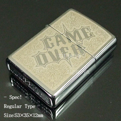【ZIPPO】ジッポ/ジッポー GAME OVER ロゴ　ハイポリッシュ 鏡面加工　28447