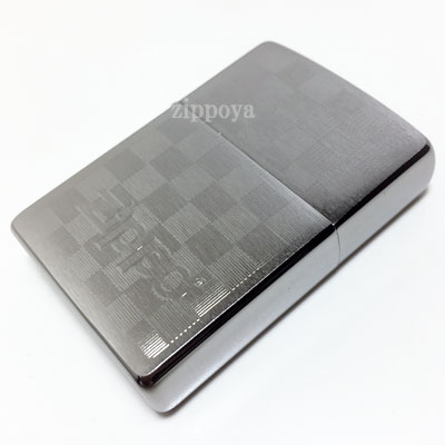 【ZIPPO】ジッポ/ジッポー チェック柄ロゴ　Brushed Chrome シルバー 49205