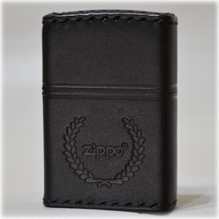 革 zippo 本牛革巻手縫 リアルレザー 月桂樹 B-7 ブラック ◆ZIPPO ジッポー オイルライター RealLeather 革巻き 黒