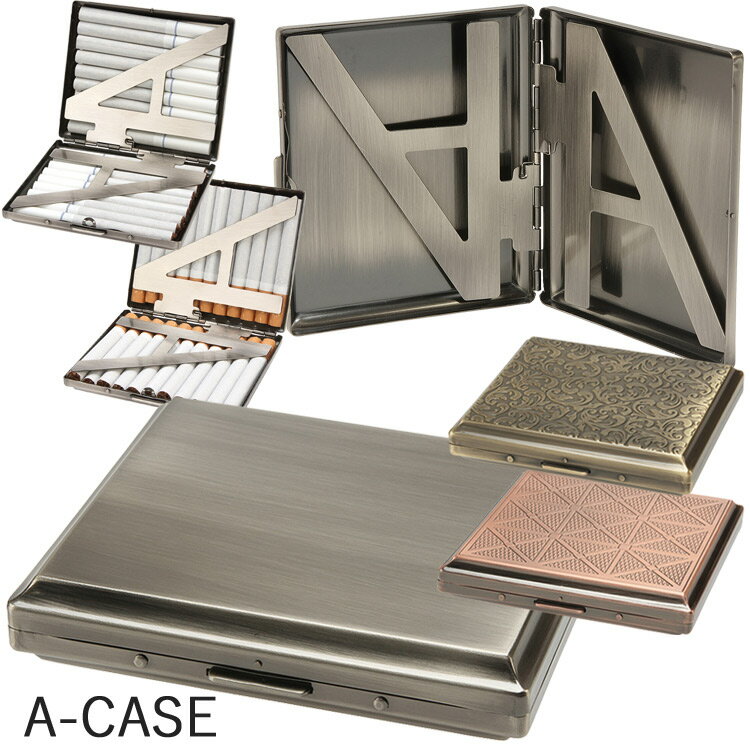 A-CASE(エーケース)タバコケース 85mm×18本 / 70mm×22~26本収納 ◆紙巻き/手巻きケース たばこ入れ 坪田パール PEARL 喫煙具 携帯用 金属 メタル キングサイズ レギュラーサイズ
