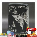 2000円OFFクーポン◇ 二面連続加工 和柄 -蝶- BK/SV ◆喫煙具 ZIPPOライター ジッポー オイルライター Butterfly black ja...