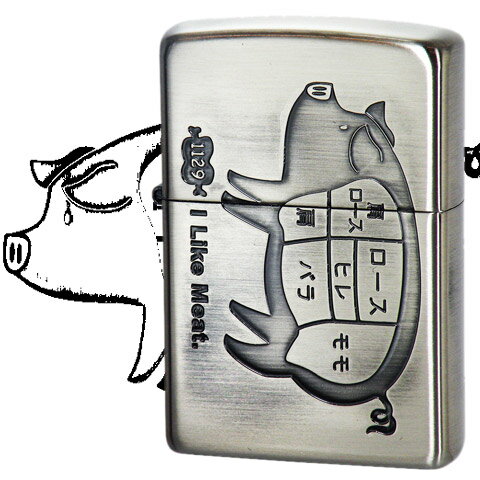 楽天ZIPPO Specialty NAKAMURA[I Like Meat.] アイ ライク ミート ブタ Ni ◆喫煙具 ZIPPO オイルライター ジッポー ニッケル Pork 豚 肉 部位