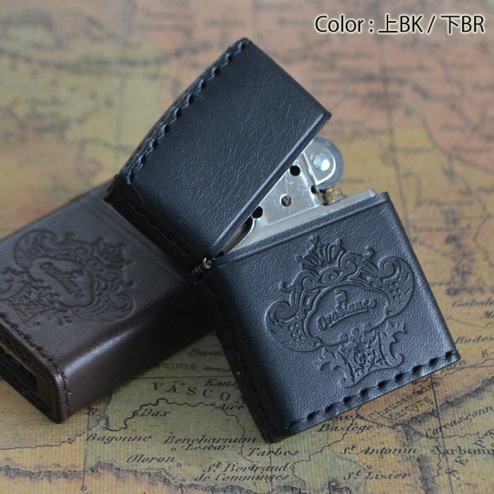 10%OFF配布中◇ オロビアンコ 本牛革手縫い（ORZ-001 BK/BR/CA/RD） ◆Orobianco 喫煙具 ZIPPO ジッポー オイルライター 革巻き レザー ブラック/ブラウン/キャメル/ダメージレッド